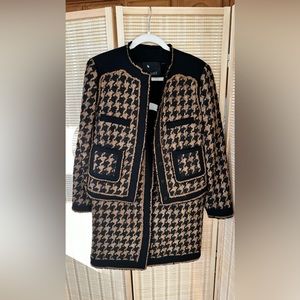 CARLISLE luxury tweed jacket and skirt winter gold black women wool silk blend